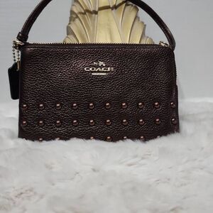Coach Lacquer Rivets Double Zip Wallet Wristlet